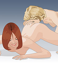 Frau, die Anilingus mit einer Partnerin vollzieht