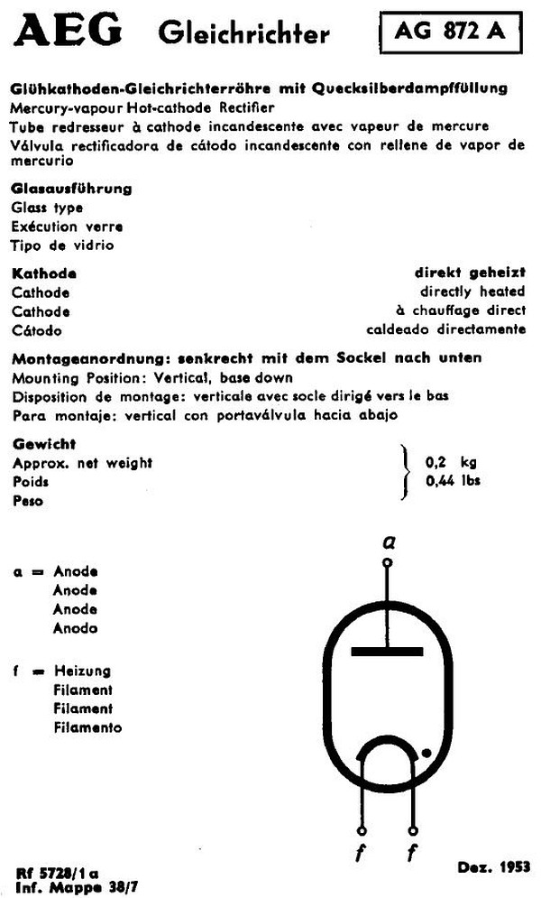AG872a - Hg-Gleichrichterrhre